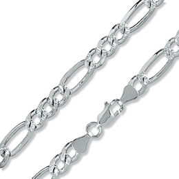 Made in Italy 180 Gauge Pavé Figaro Chain Necklace in Solid Sterling Silver - 24&quot;