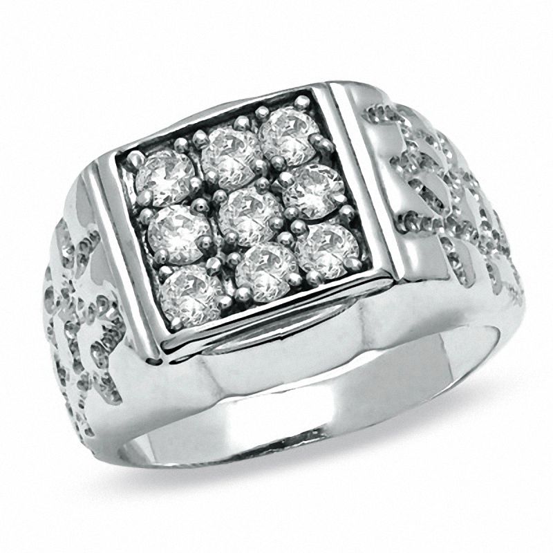 Main Image 1 of Cubic Zirconia Square Fashion Ring in Sterling Silver - Size 10