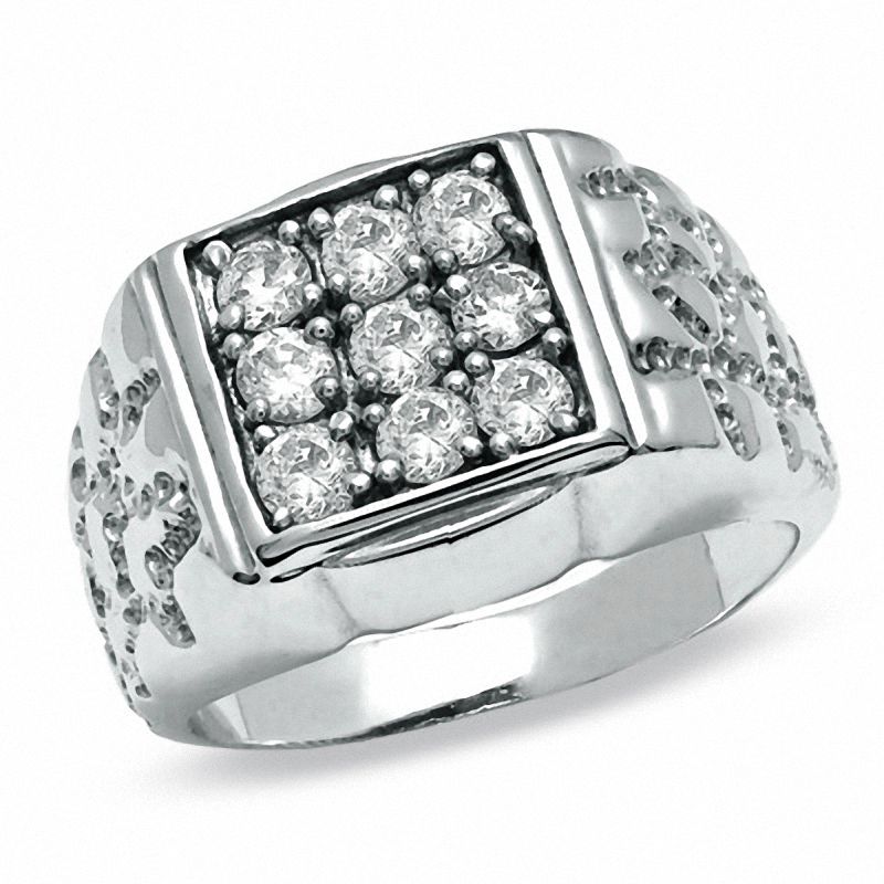 Cubic Zirconia Square Fashion Ring in Sterling Silver - Size 10