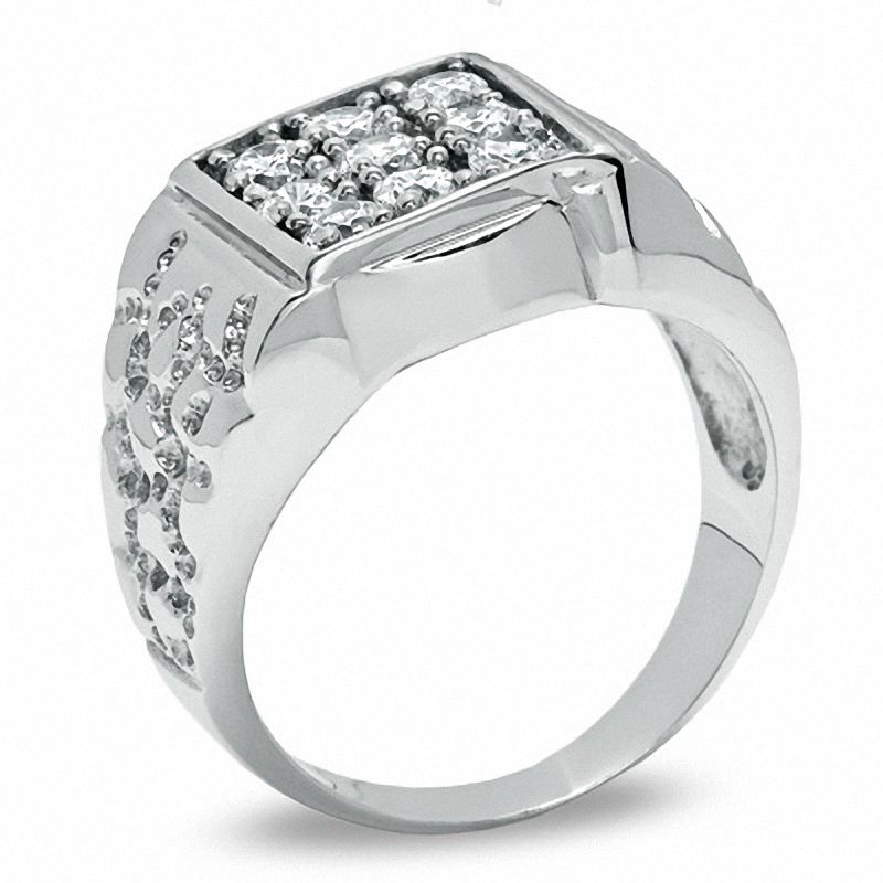 Main Image 2 of Cubic Zirconia Square Fashion Ring in Sterling Silver - Size 10