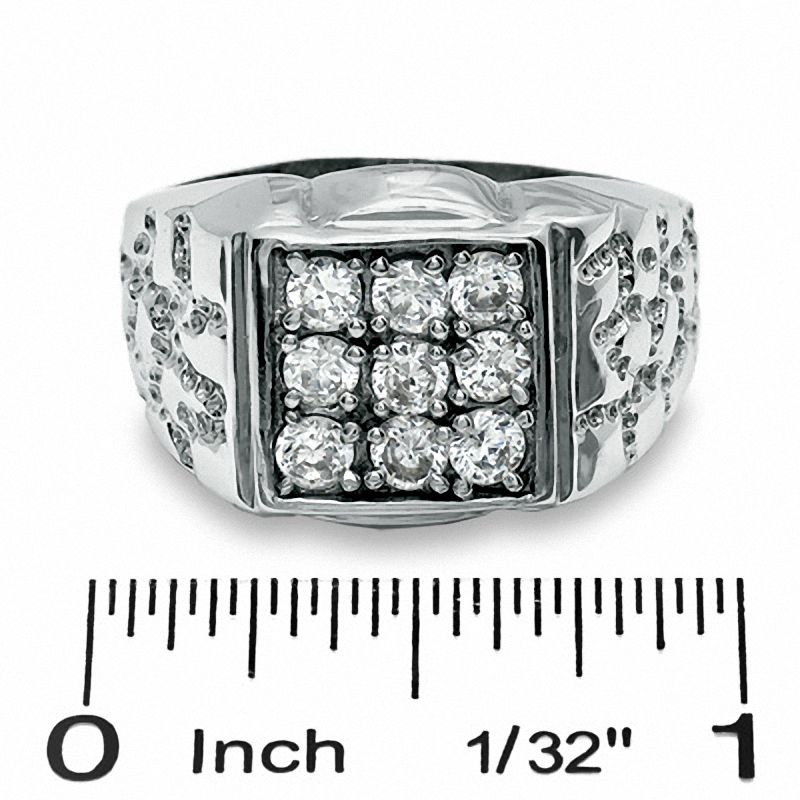 Cubic Zirconia Square Fashion Ring in Sterling Silver - Size 10