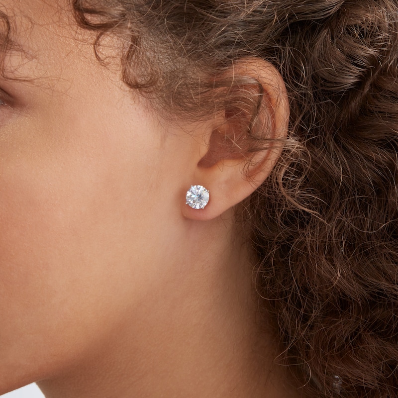 Main Image 3 of 8mm Cubic Zirconia Stud Earrings in Sterling Silver