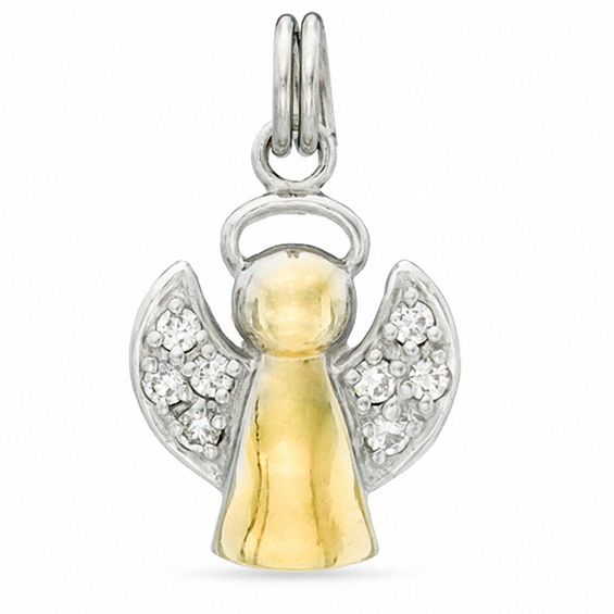 Cubic Zirconia Angel Charm in Sterling Silver