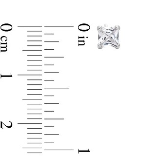 Solid Sterling Silver 4mm Princess-Cut CZ Solitaire Studs