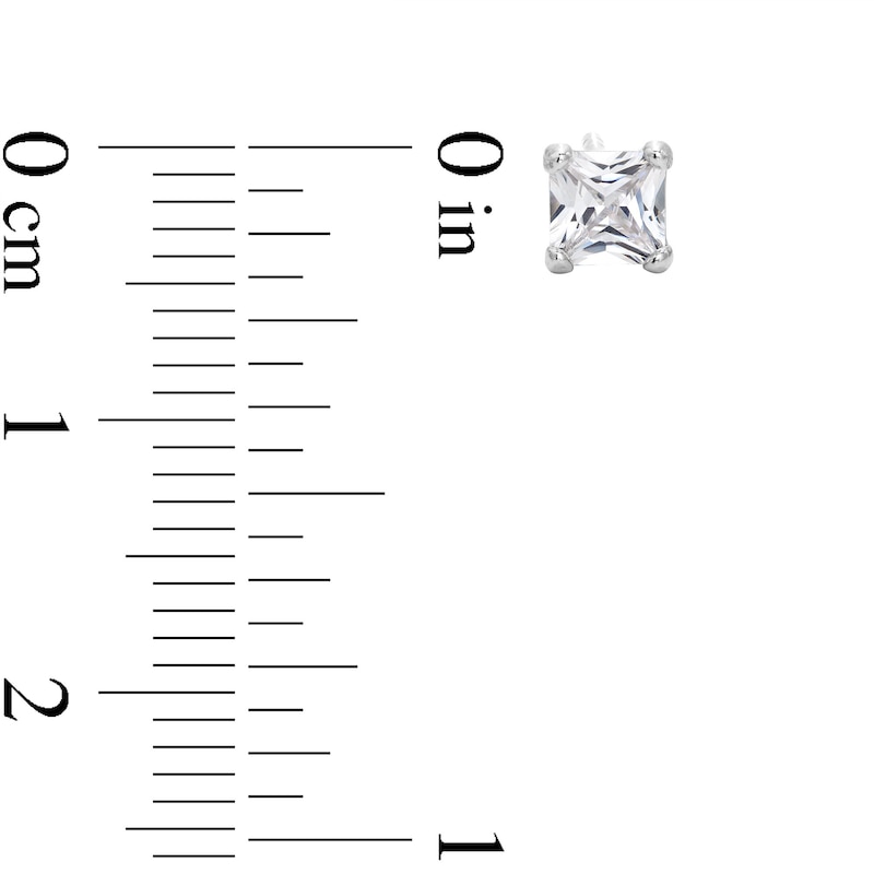 Main Image 3 of 4mm Princess-Cut Cubic Zirconia Stud Earrings in Sterling Silver