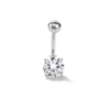 Thumbnail Image 1 of Stainless Steel CZ Heart Belly Button Ring - 14G 3/8&quot;