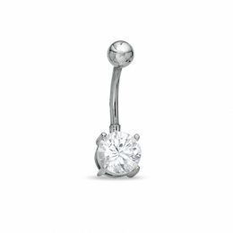 014 Gauge Belly Button Ring with Cubic Zirconia in Solid Stainless Steel
