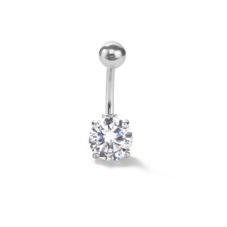 Stainless Steel CZ Heart Belly Button Ring