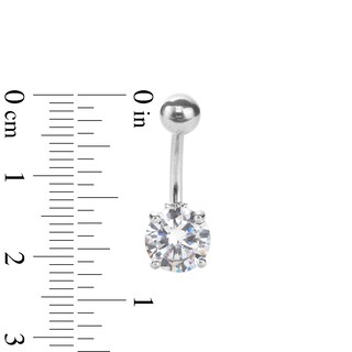 Stainless Steel CZ Heart Belly Button Ring