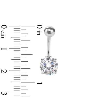 Stainless Steel CZ Heart Belly Button Ring