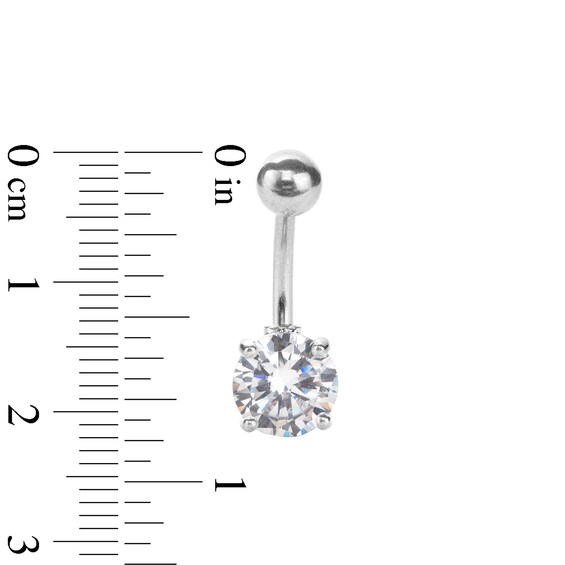 Stainless Steel CZ Heart Belly Button Ring