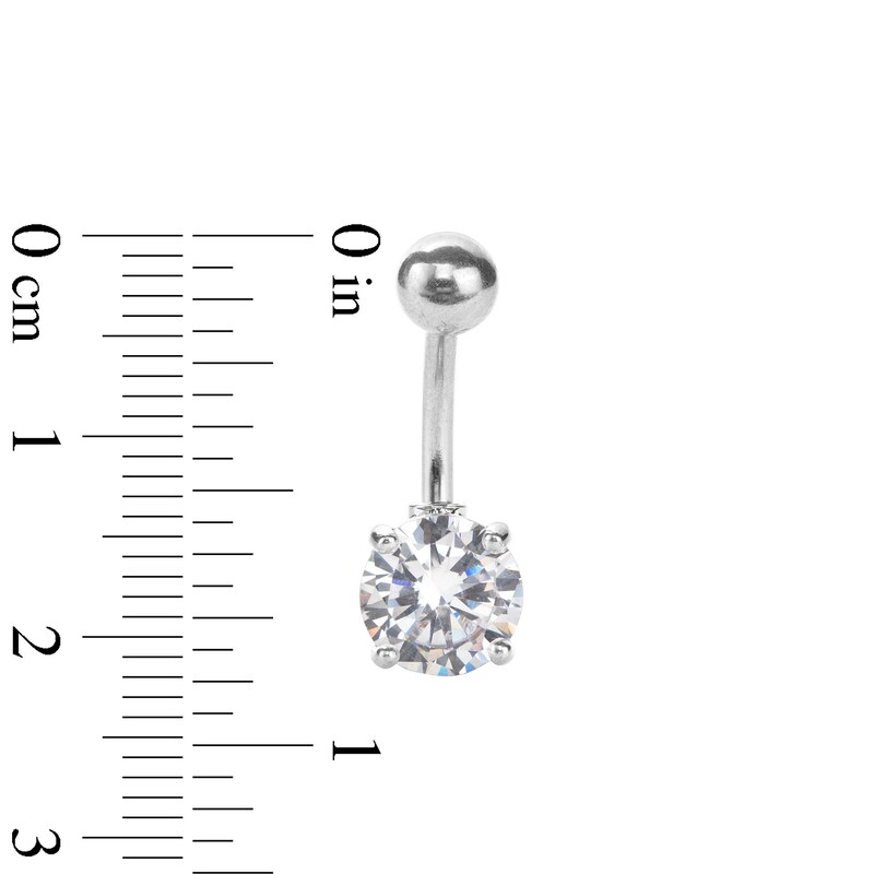 Main Image 2 of Stainless Steel CZ Heart Belly Button Ring - 14G 3/8&quot;