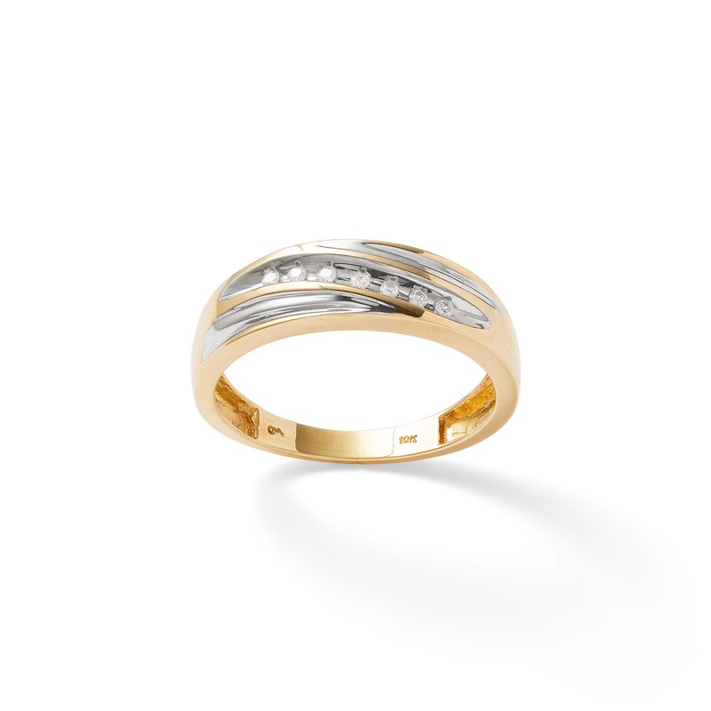Men's 1/15 CT. T.W. Diamond Diagonal Slant Wedding Band in 10K Gold