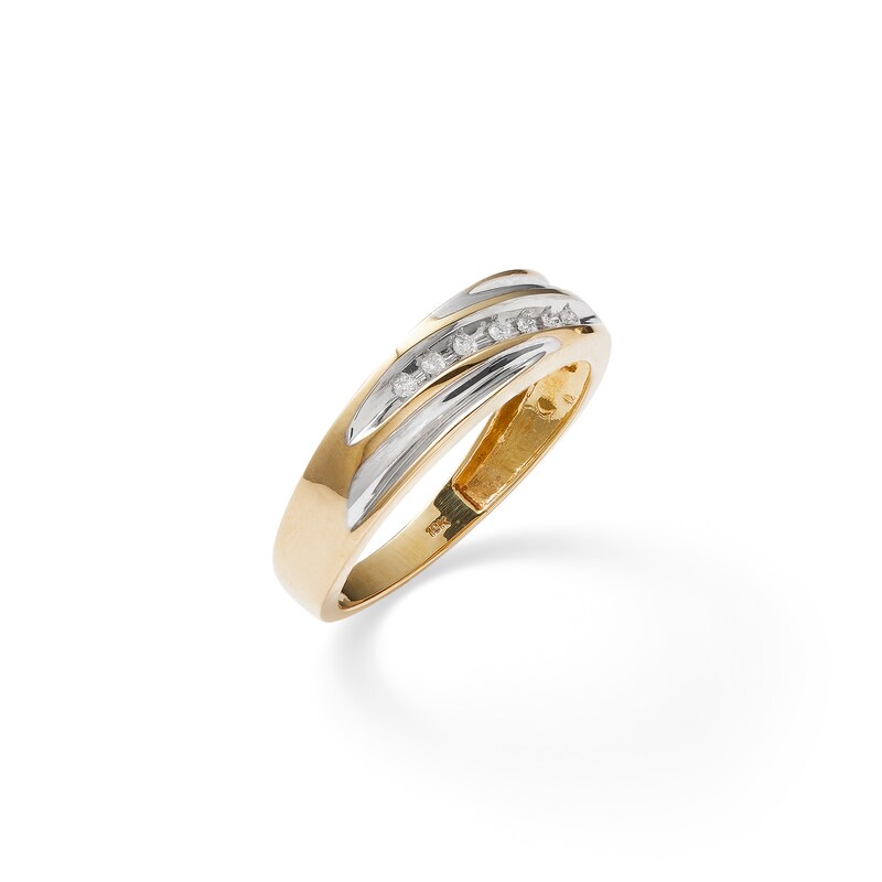 Men's 1/15 CT. T.W. Diamond Diagonal Slant Wedding Band in 10K Gold