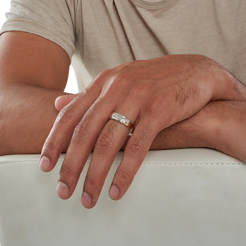 Men's 1/15 CT. T.W. Diamond Diagonal Slant Wedding Band in 10K Gold