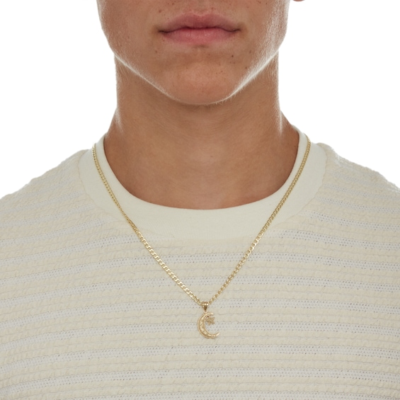 10K Gold Moon and Star Necklace Charm