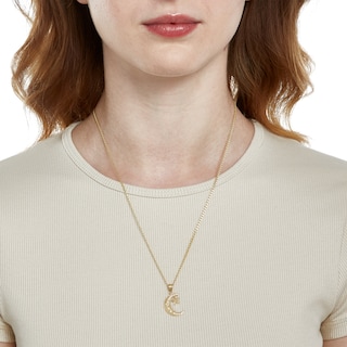 10K Gold Moon and Star Necklace Charm