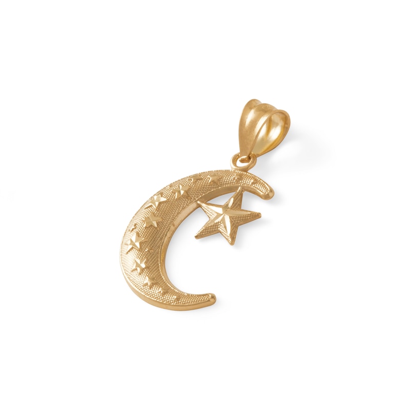 Main Image 5 of 10K Gold Moon and Star Necklace Charm