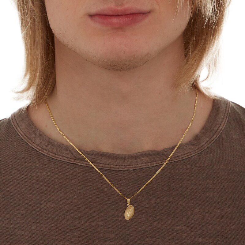 Small Solid Football Necklace Charm in 10K Gold