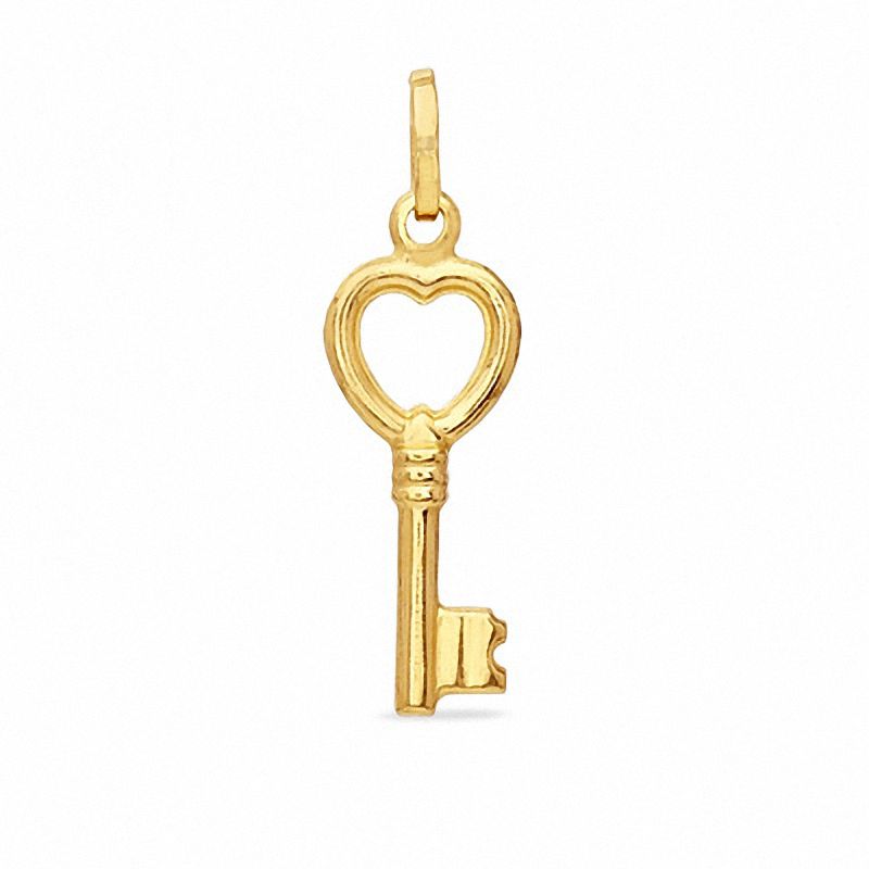 Puffy Key Charm in 14K Gold