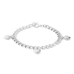 Made in Italy  Heart Charm Bracelet in Sterling Silver