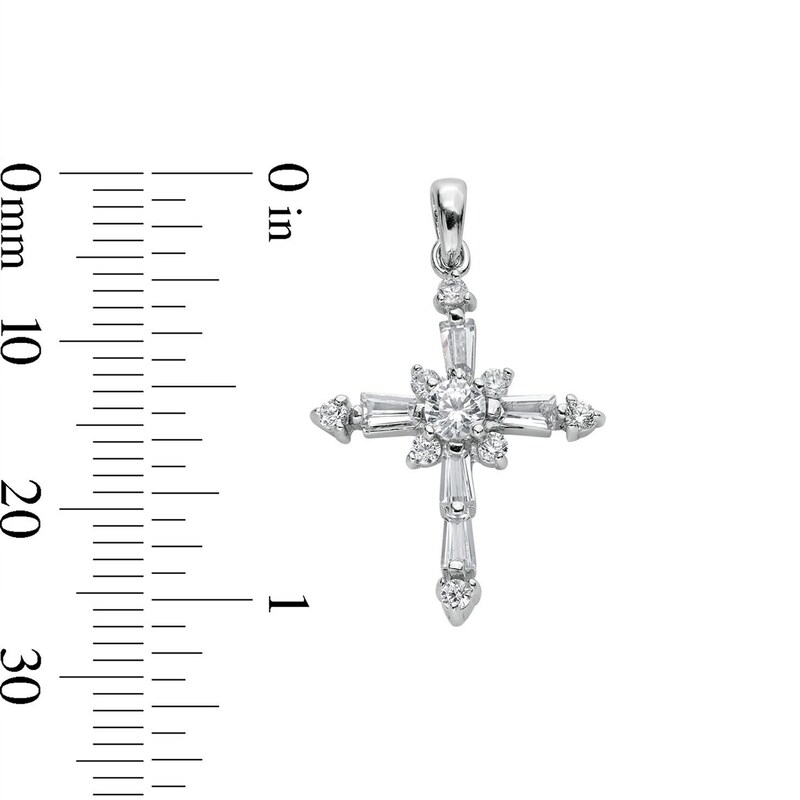 Main Image 4 of Cubic Zirconia Cross Charm in Sterling Silver