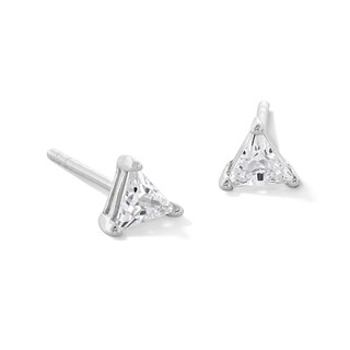 4mm Trillion-Cut Cubic Zirconia Stud Earrings in Sterling Silver