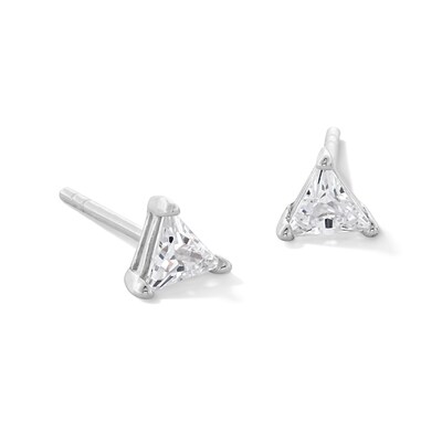 4mm Trillion-Cut Cubic Zirconia Stud Earrings in Sterling Silver
