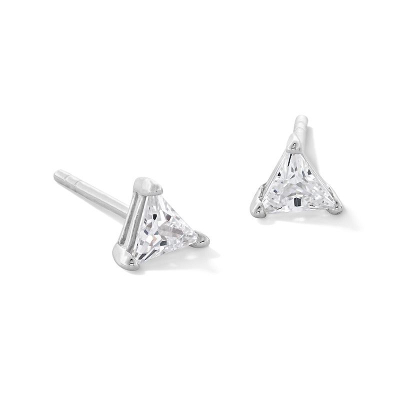 4mm Trillion-Cut Cubic Zirconia Stud Earrings in Sterling Silver