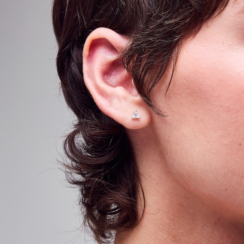Main Image 2 of 4mm Trillion-Cut Cubic Zirconia Stud Earrings in Sterling Silver