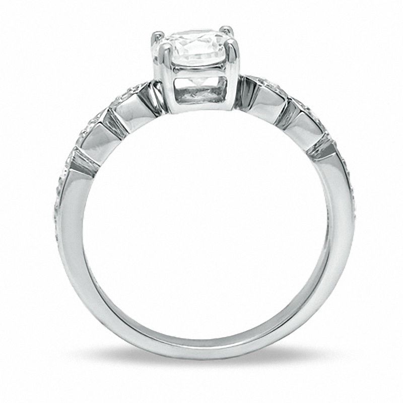 6mm Cubic Zirconia Solitaire Engagement Ring in Sterling Silver