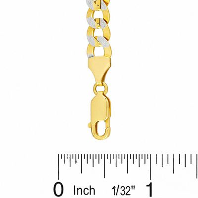 10K Two-Tone Gold 180 Gauge Pavé Flat Curb Chain Necklace - 30"