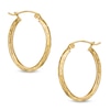 25mm Diamond-Cut Oval Hoop Earrings in 10K Gold