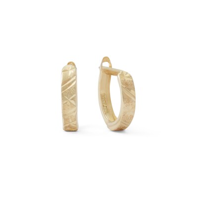 10K Gold Diamond-Cut Huggie Hoop Earrings