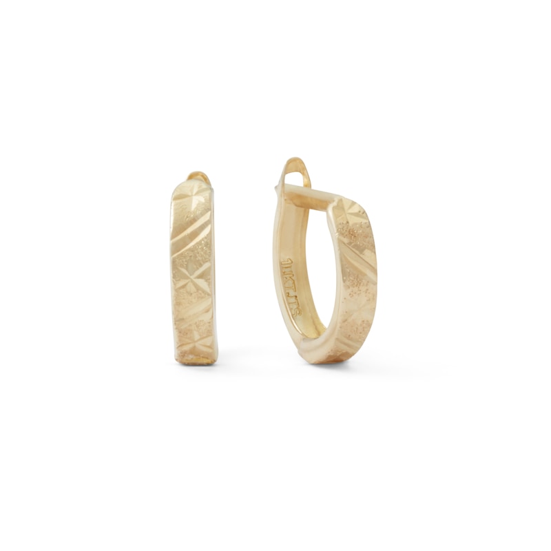 Main Image 1 of 10K Gold Diamond-Cut Huggie Hoop Earrings