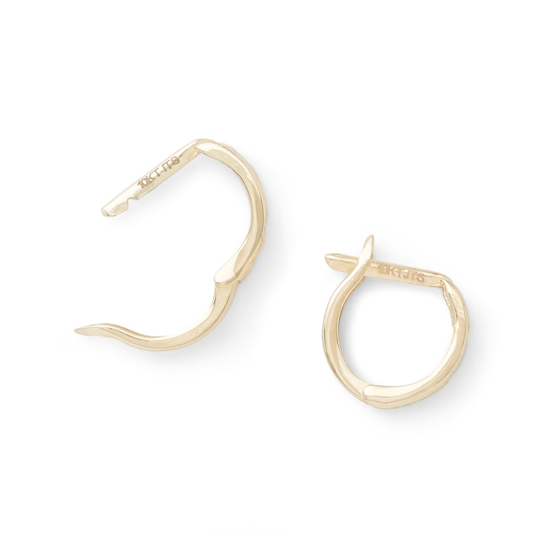 10K Gold Diamond-Cut Huggie Hoop Earrings