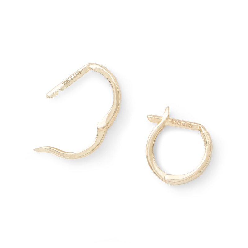 Main Image 2 of 10K Gold Diamond-Cut Huggie Hoop Earrings