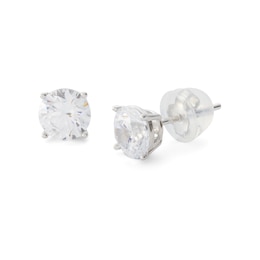 Solid Sterling Silver 6mm CZ Solitaire Studs
