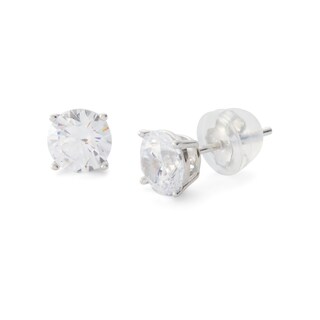 Solid Sterling Silver 6mm CZ Solitaire Studs