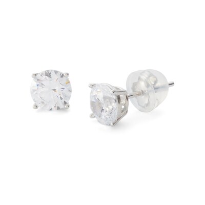 Solid Sterling Silver 6mm CZ Solitaire Studs