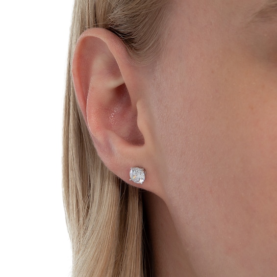 Solid Sterling Silver 6mm CZ Solitaire Studs