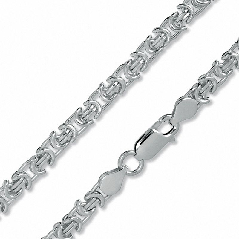 Main Image 1 of Sterling Silver 100 Gauge Flat Byzantine Chain Necklace - 30"