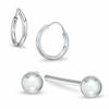 Thumbnail Image 1 of 3mm Ball and 10mm Hoop Earrings Set in Sterling Silver