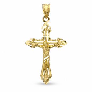10K Gold Diamond-Cut Open Crucifix Charm