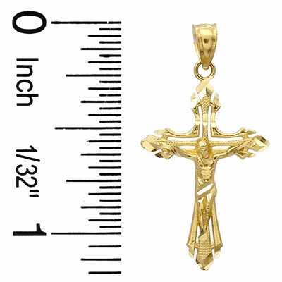 10K Gold Diamond-Cut Open Crucifix Charm