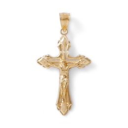 Diamond-Cut Open Crucifix Charm in 14K Solid Gold