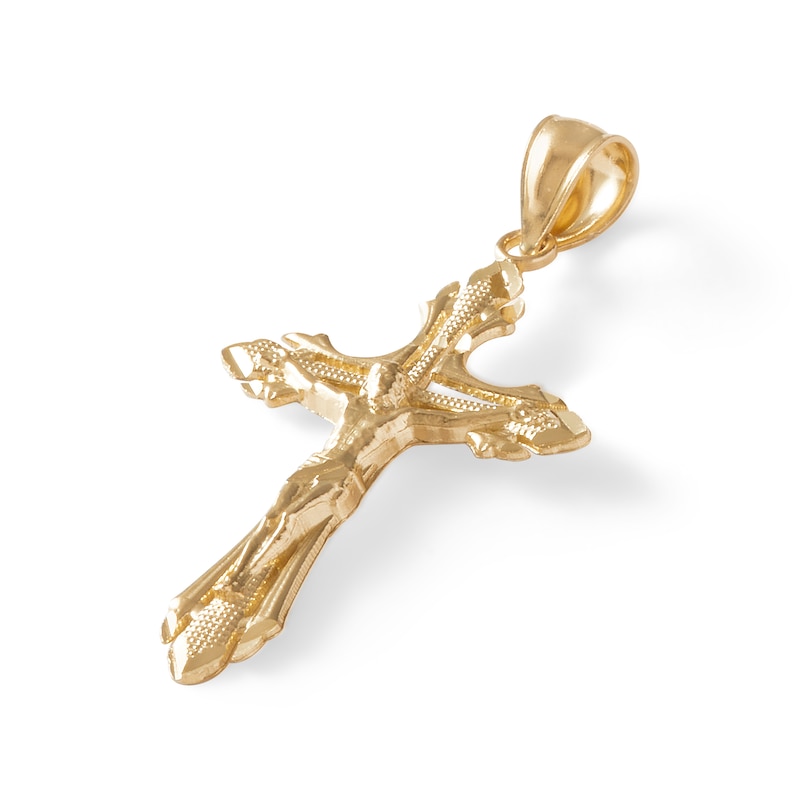 Diamond-Cut Open Crucifix Charm in 14K Solid Gold