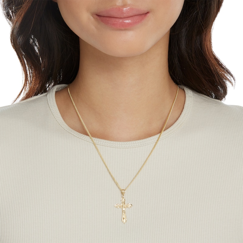 Main Image 3 of Diamond-Cut Open Crucifix Charm in 14K Solid Gold