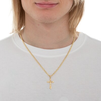 Diamond-Cut Open Crucifix Charm in 14K Solid Gold