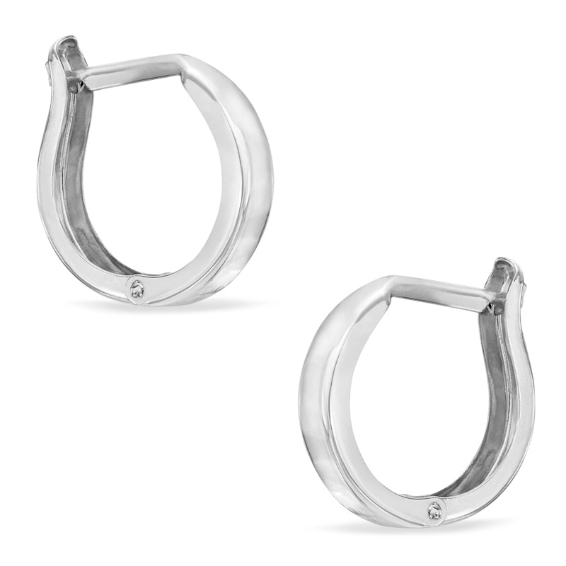 12mm Shiny Snap Hoop Earrings in 10K White Gold